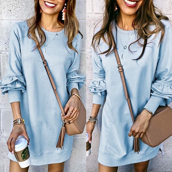 Dresses & Skirts - SHANEY Ruffle Detail Sleeve Long Sleeve  Dress